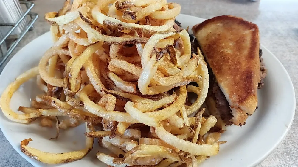Double Bacon Cheeseburger with Homemade Curly Fries with Patty Melt